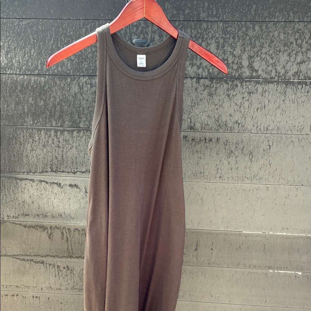 Old Navy Active Go-Dry  Olive Ribbed Tank Dress Sz M
